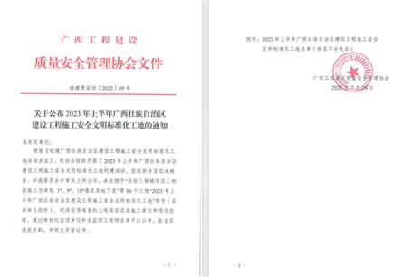【喜訊】冶建公司4個項目榮獲區(qū)級安全文明標(biāo)準化工地